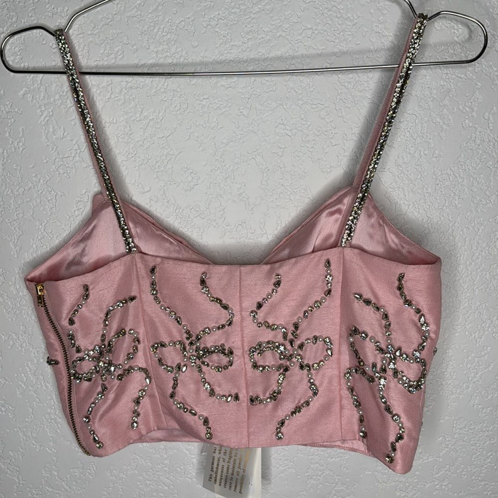 NWT LoveShackFancy - Arlitta Embellished Cropped Top - Pink - Size 2 - Picture 6 of 12